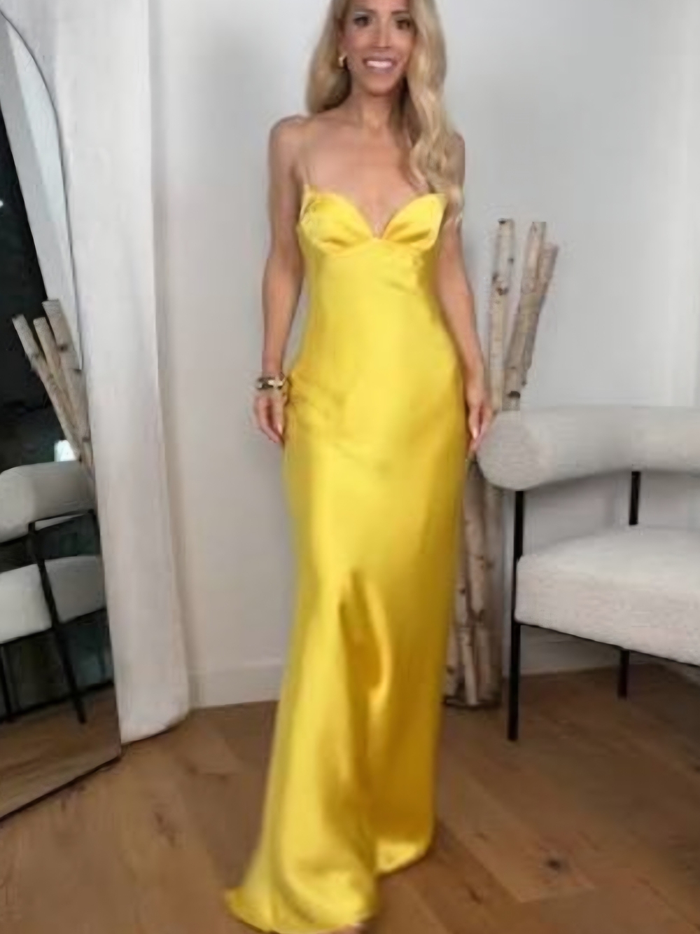 Zara Satin Butter Yellow Slip Dress - Picture 5 of 7